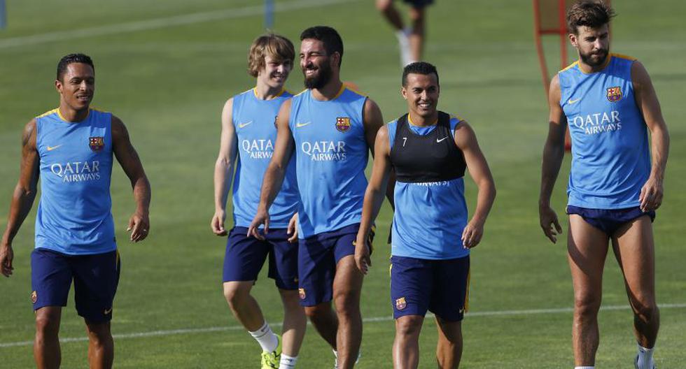 Jugadores del Barcelona tras entrenamiento. (Foto: EFE)