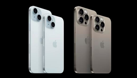 Estos son los nuevos iPhone 15, iPhone 15 Plus, iPhone 15 Pro y iPhone 15 Pro Max. (Foto: Apple)