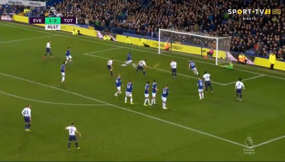 Harry Kane anotó el 3-1 en el Tottenham vs. Everton por la jornada 18 de la Premier League. El duelo se desarrolló en el Goodison Park (Foto: captura de pantalla)