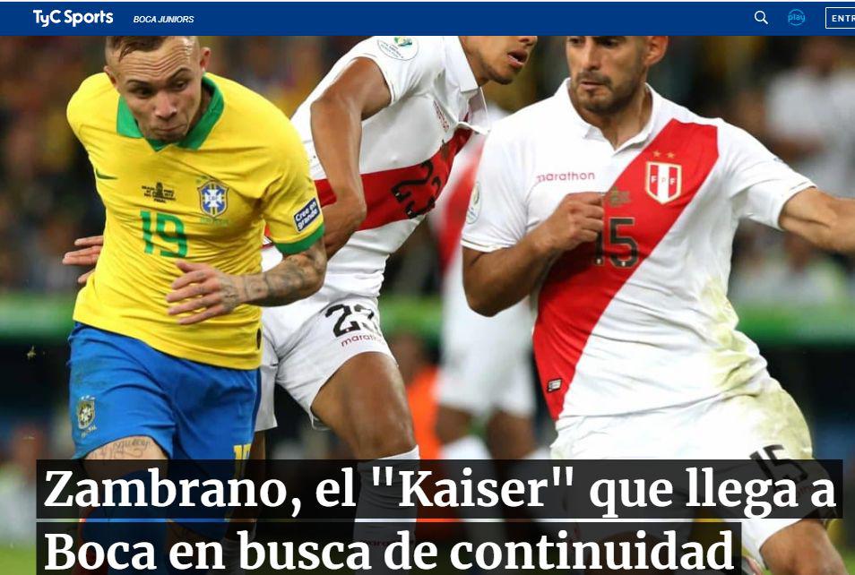 Así ve TyC Sports a Carlos Zambrano.