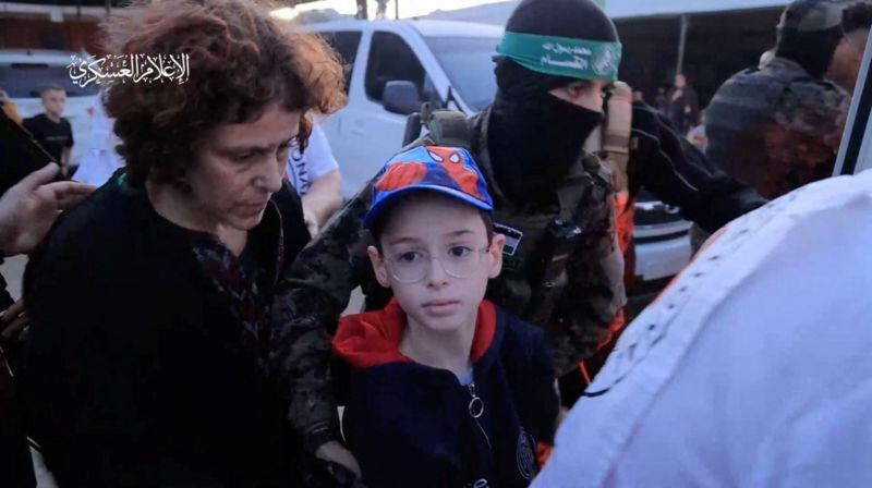 Ohad Munder, who turned nine on Monday, and his mother, Keren Munder, were part of the group released on Friday.  (Reuters).