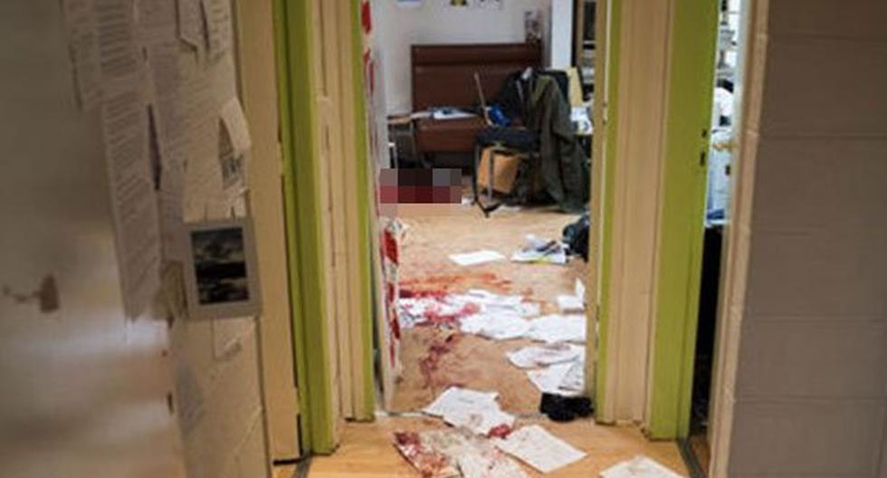 Así quedó la sala de redacción de Charlie Hebdo tras la matanza. (Foto: Le Monde)