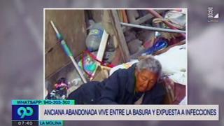 Anciana vive entre la basura dentro de vivienda en La Molina