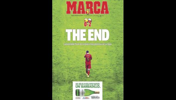 "Lamentable final de una época gloriosa", la portada de "Marca"