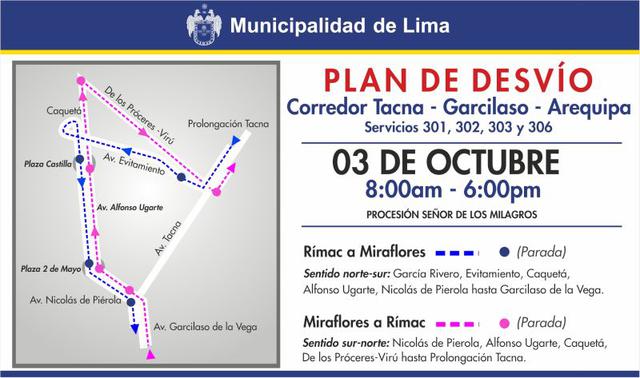 Señor de los Milagros: desvíos en Metropolitano y corredor azul - 3