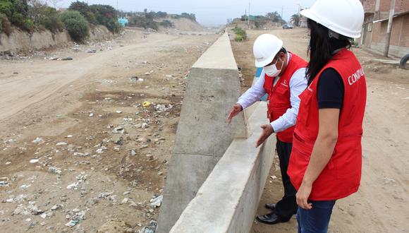 Especialistas de la contraloría detectaron irregularidades en la construcción de un muro de contención en el distrito trujillano de El Porvenir (Foto: contraloría)
