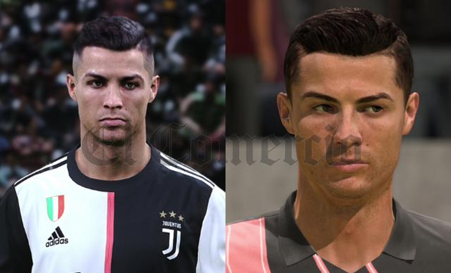 Cristiano Ronaldo en PES 2020 (izquierda) y FIFA 20 (derecha). (Captura de pantalla)