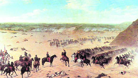 Ilustración de la batalla de Paucarpata  ( 1837 ), enfrentamiento en el marco de la Guerra contra la Confederación.