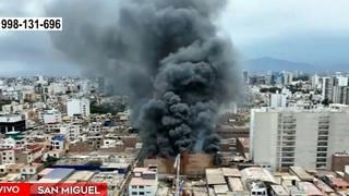 San Miguel: reportan incendio de gran magnitud en almacén de productos químicos 