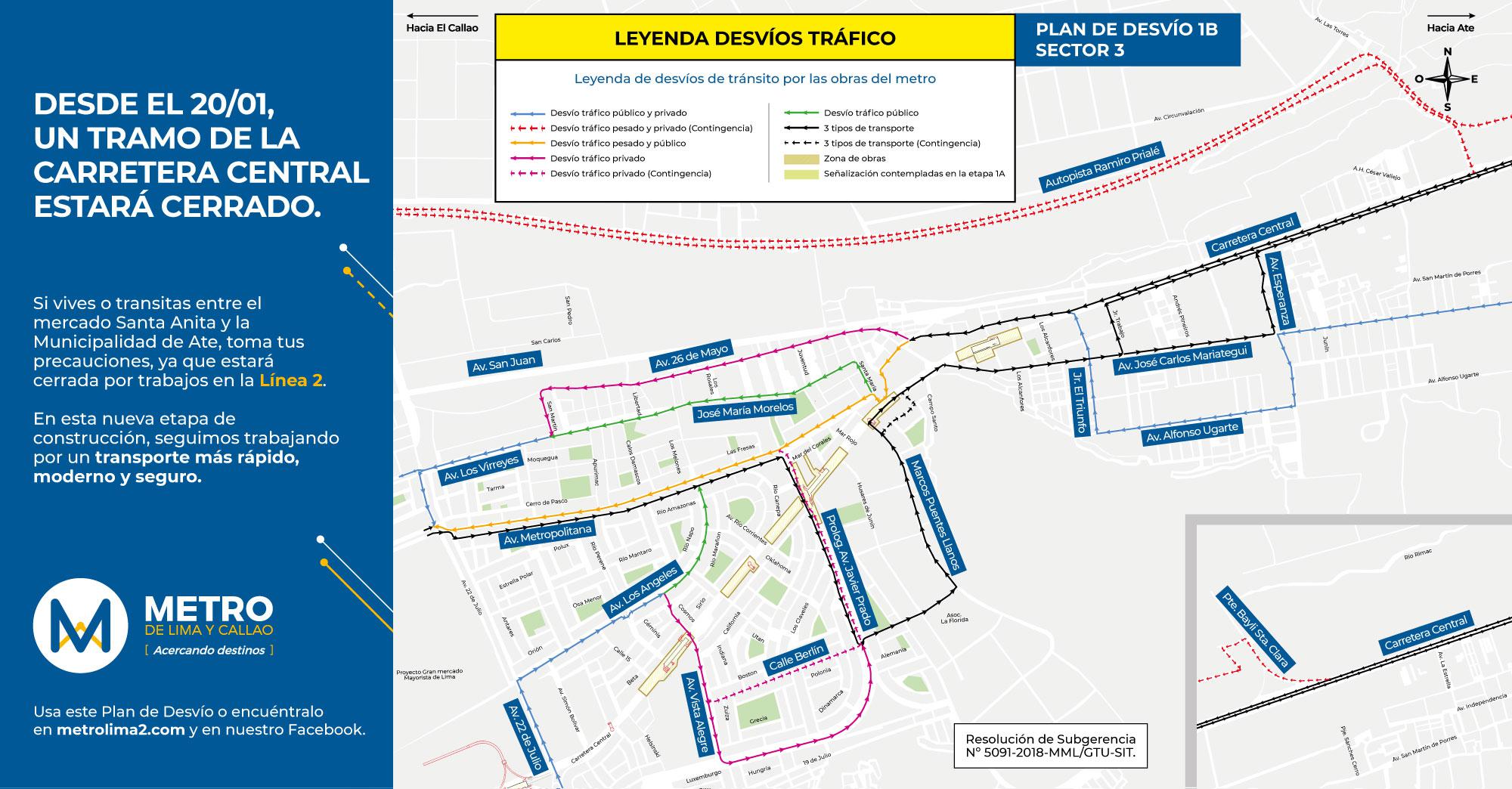 Cierre de Nicolás Ayllón por obras en la Línea 2 del Metro de Lima.