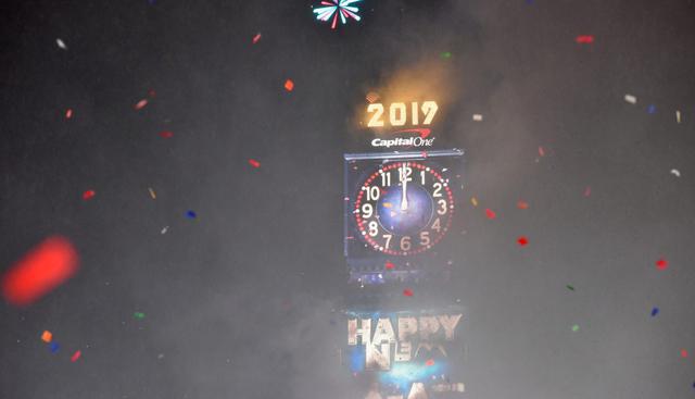 Una vista de Times Square a la medianoche durante Rockin 'Eve With Ryan Seacrest 2019 de Dick Clark el 31 de diciembre de 2018. (Foto: AFP)