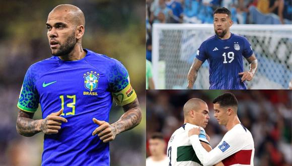 Qatar 2022, el Mundial de Dani Alves (39 años), Pepe (39), Nicolás Otamendi (34) y Thiago Silva (38). (Foto: Composición)