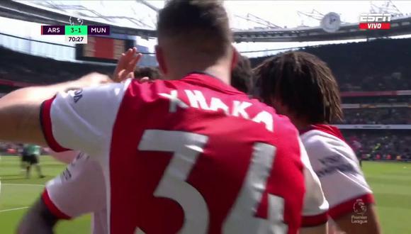 Gol de Xhaka para el 3-1 del Arsenal vs. Manchester United en Premier League. (Foto: ESPN)