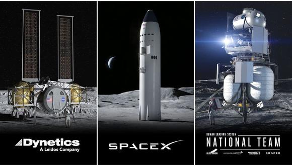 Los tres diseños iniciales con los que la NASA planea volver a la Luna. (Foto: NASA)
