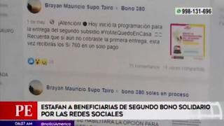 Estafan a beneficiarias del bono de S/.380 mediante redes sociales