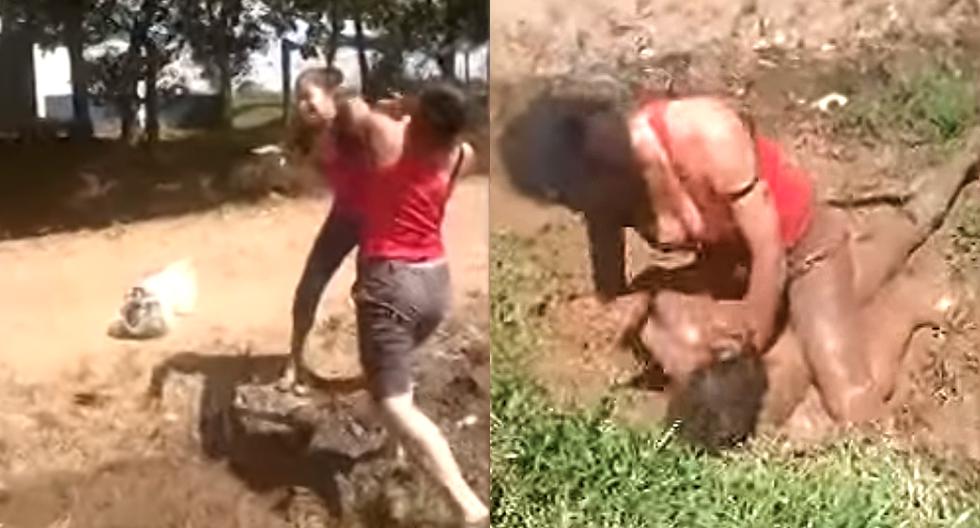 Una verdadera pelea de mujeres en el lodo, pero nada sexy. (Foto: Captura de YouTube)