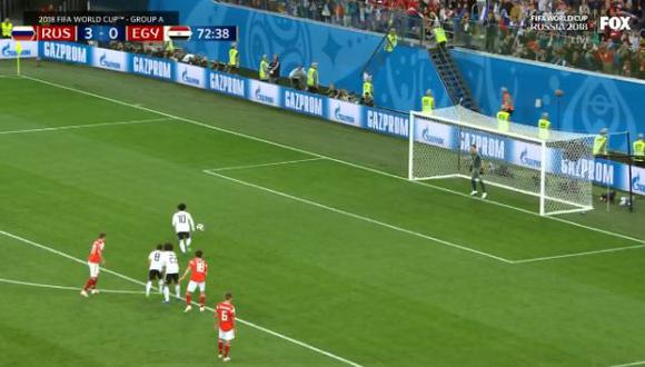 Rusia vs. Egipto: Mohamed Salah anotó de penal en duelo por Mundial 2018. (Foto: Captura de video)