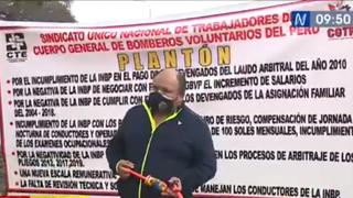 San Isidro: sindicato de bomberos realiza un plantón frente al local del INBP | VIDEO 