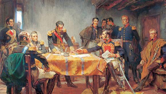 Pintura de la Capitulación de Ayacucho. (Foto: Andina)