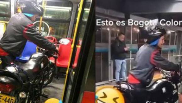 TikTok viral en Colombia: ¿Por qué un sujeto subió en moto al TransMilenio?