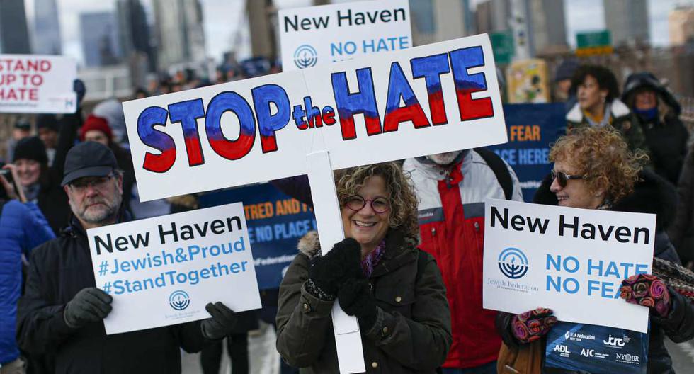 Manifestación ante discurso de odio contra judíos en Nueva York. (Foto: Kena Betancur / AFP)
