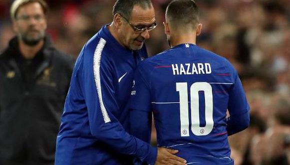 Maurizio Sarri, director técnico del Chelsea, le ha dejado las puertas abiertas a Eden Hazard en caso quiera marcharse a una liga más competitiva. (Foto: AP)