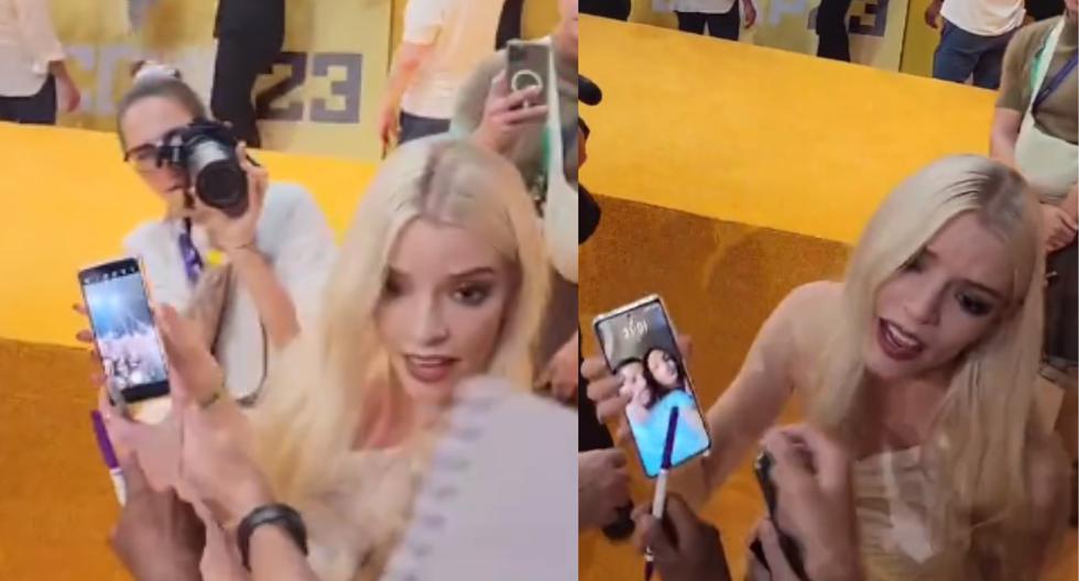virales |  Anya Taylor-Joy se vuelve viral por intentar tomarse una selfie con el teléfono Android de un fan |  USOS