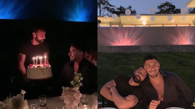 Ricky Martin y Jwan Yosef celebrando el cumpleaños en medio de familiares y amigos.