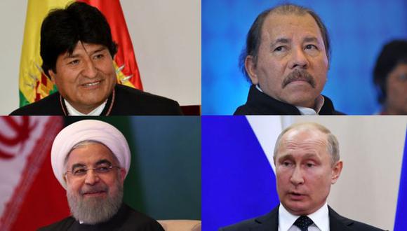 Evo Morales, Daniel Ortega, Hasan Rohani y Vladimir Putin están entre los pocos fuertes aliados de Venezuela.