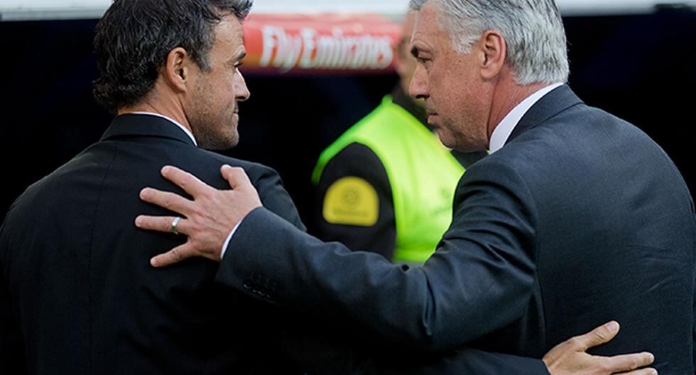 Carlo Ancelotti y Luis Enrique en el primer clásico de la temporada. (Foto: Getty Images)