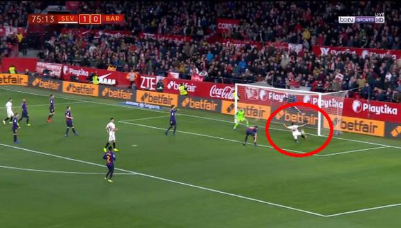 Barcelona vs. Sevilla: culés recibieron el 2-0 con esta definición de Ben Yedder. (Foto: captura)