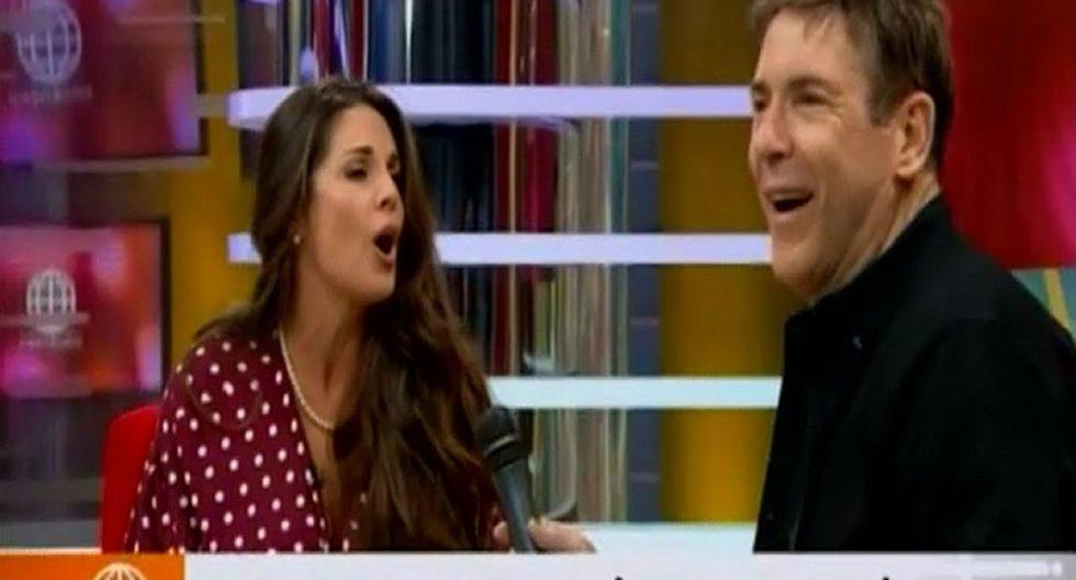 Carlos Mata y Rebeca Escribens cantaron a dúo en América Espectáculos. (Foto: Captura América TV)