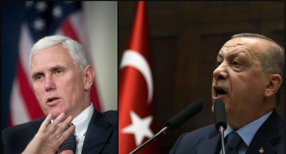 El vicepresidente de Estados Unidos, Mike Pence, y el jefe de Estado de Turquía, Recep Tayyip Erdogan. (Foto: EFE)