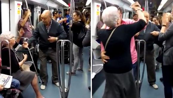 Pareja de ancianos sorprende al bailar hip hop en el metro