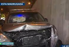 La Victoria: dos policías heridos tras choque de patrullero contra muro de la Vía Expresa durante persecución | VIDEO