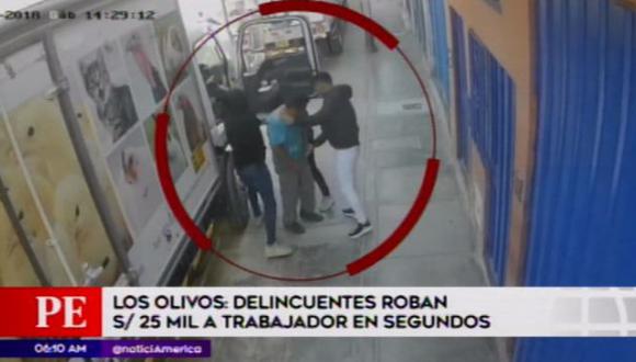 La Policía Nacional tiene en su poder los videos que serán de ayuda para identificar a los delincuentes. (Foto: Captura/América Noticias)