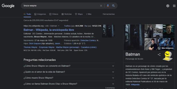 Qué pasa si escribes 'Bruce Wayne' en Google? | The Batman | Batiseñal |  Robert Pattinson | Películas | Matt Reeves | revtli | RESPUESTAS | EL  COMERCIO PERÚ