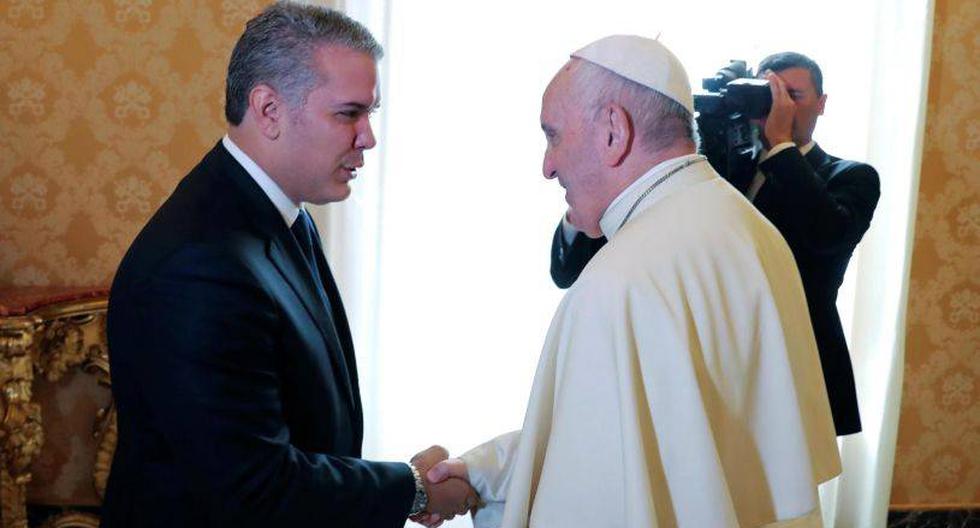 El papa Francisco recibió al presidente de Colombia, Iván Duque, durante una audiencia privada en el Vaticano. (Foto: EFE)