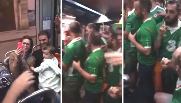 'Hooligans' irlandeses cantan canciones de cuna en la Eurocopa