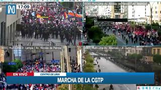 Centro de Lima: integrantes de la CGTP se movilizan por la av. Abancay | VIDEO