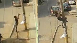 “El Hombre Araña de Huaycán” trepaba postes para robar cables de teléfono | VIDEO