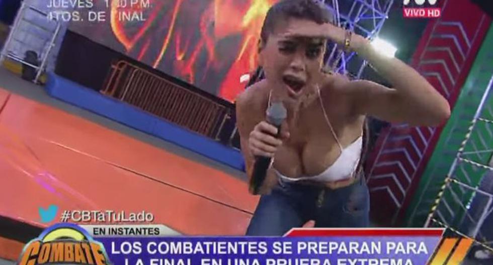 Vanessa Jerí alborotó el set de Combate con pronunciado escote. (Foto: Captura ATV)