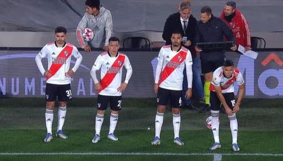 Marcelo Gallardo hizo cuatro cambios en River Plate antes de iniciar el segundo tiempo. (Captura: ESPN)