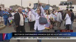 Huelga de enfermeros: sector anuncia que 35 mil no paralizarán labores