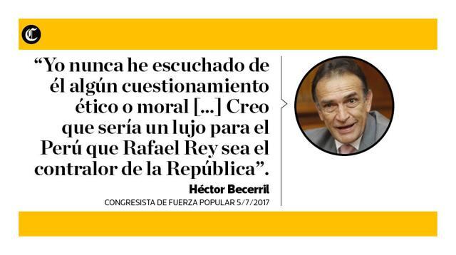Las reacciones a la posibilidad de que Rafael Rey sea uno de los candidatos a suceder a Edgar Alarcón en la contraloría. (Composición: Santiago Ortiz / El Comercio)