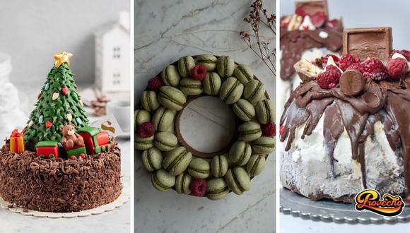 Tortas, macarrones, helados y mucho más en esta nota, que reúne a cuatro marcas que ofrecen postres con temática navideña. (Fotos: Sienna Bakery / Zara Alanya / Delirio)