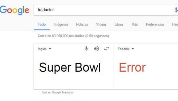 Google Traductor y sus problemas para traducir "Super Bowl"