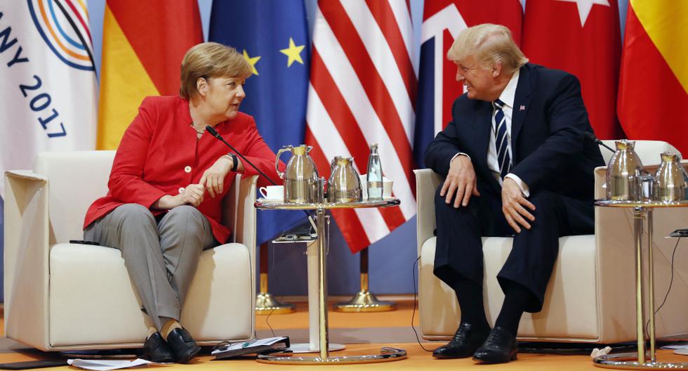 Donald Trump y Angela Merkel mantuvieron una conversación telefónica tras lo dicho por Vladimir Putin de su armamento nuclear. (Foto: Getty Images)