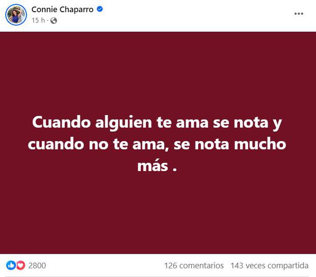 Connie Chaparro preocupa a sus seguidores con mensaje en sus redes sociales. (Foto: Facebook)