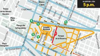 MAPA: mira las calles que serán cerradas por el Perú-Chile
